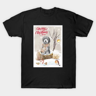 Bearded Collie Merry Christmas Santa Dog T-Shirt